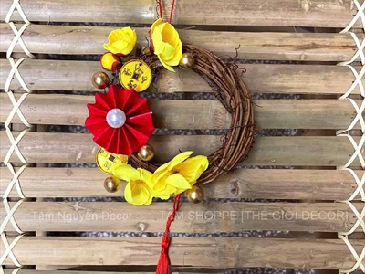 Vòng treo cửa Tết dây rừng Mai Đào Mini Decor Tết [Cute - Nhiều kiểu] PKT-TET-13